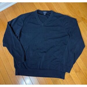Brooks‎ Brothers 346 Men's V Neck Sweater XL Navy Silk Cotton Blend